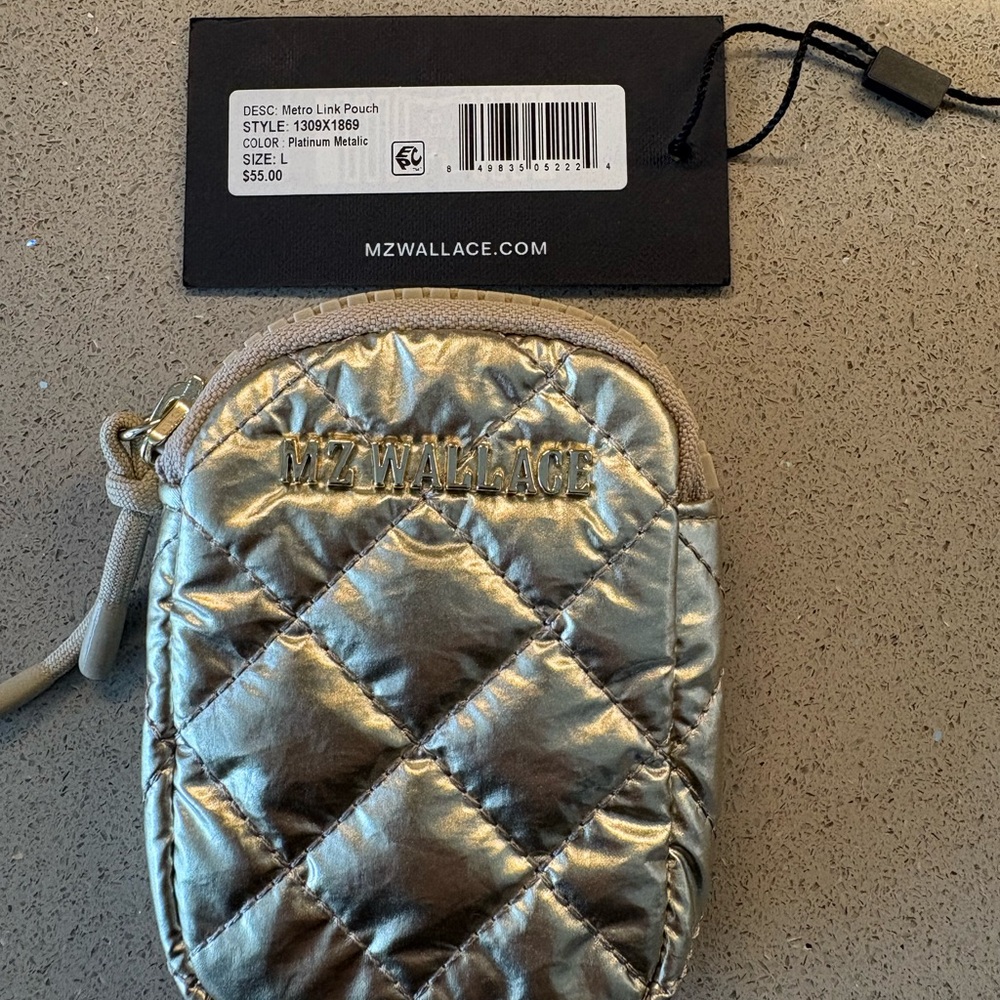 MZ Wallace Platinum Metallic Metro Link Pouch